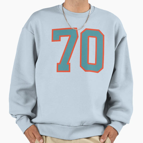 70 Number Aqua Orange Lucky Sports Sweatshirt - Trendy Graphic Men Women - T-Shirt, Sweatshirt, Hoodie