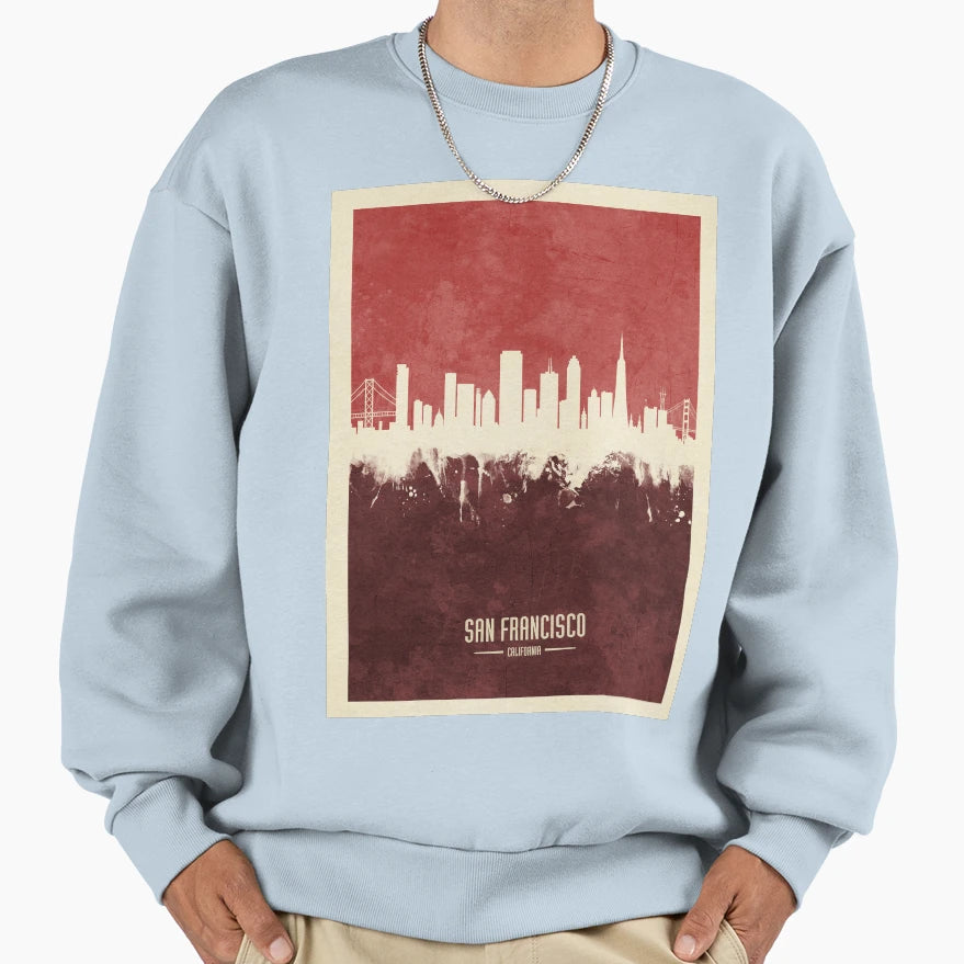 San Francisco California Skyline Sweatshirt - Fun Novelty Design Men Women - T-Shirt, Sweatshirt, Hoodie