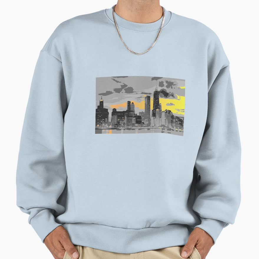 Chicago Skyline Sweatshirt - Minimalist Print Men Women - T-Shirt, Sweatshirt, Hoodie