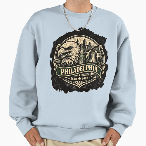 Philadelphia City Emblem Sweatshirt - Casual Everyday Wear Men Women - T-Shirt, Sweatshirt, Hoodie