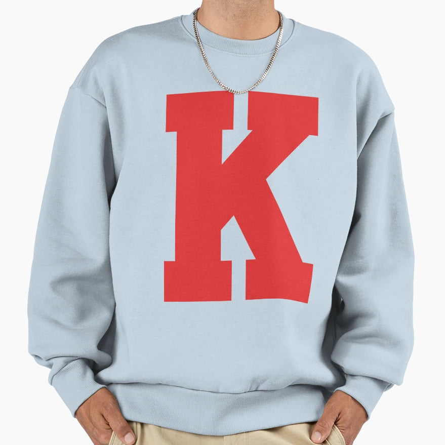 Alphabet Red K Sports Letter K Sweatshirt - Aesthetic Graphic Men Women - T-Shirt, Sweatshirt, Hoodie