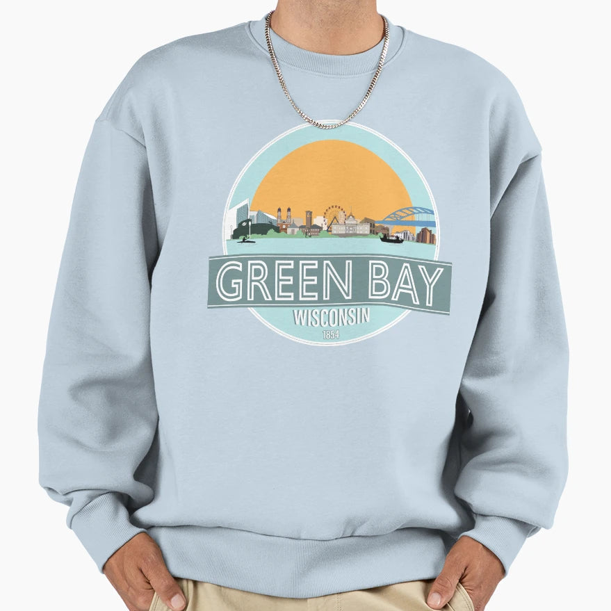 Green Bay City Scape Sweatshirt - Fun Novelty Design Men Women - T-Shirt, Sweatshirt, Hoodie