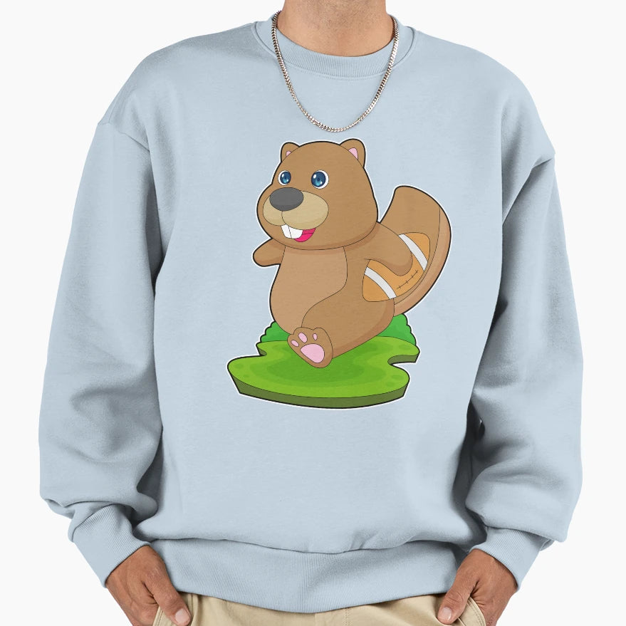 Beaver American Football Sports Sweatshirt - Fun Novelty Design Unisex - T-Shirt, Sweatshirt, Hoodie