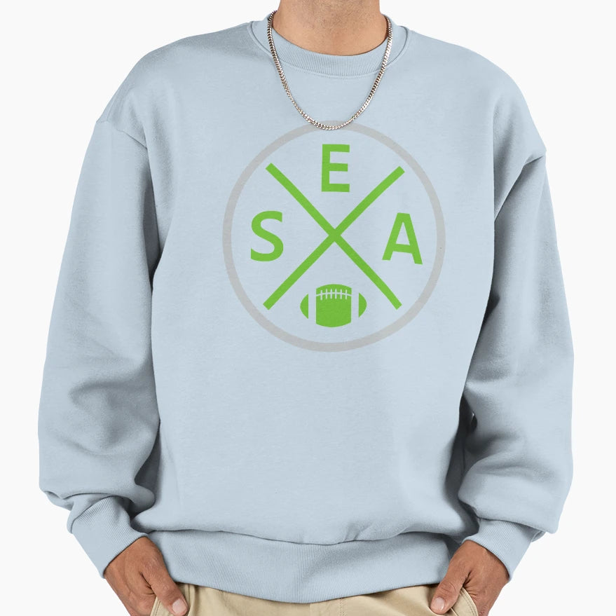 Seattle Football Emblem Sea Sweatshirt - Novelty Apparel Unisex - T-Shirt, Sweatshirt, Hoodie