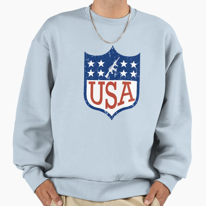 Usa Shield Logo American Flag Sweatshirt - Fun Novelty Design Unisex - T-Shirt, Sweatshirt, Hoodie