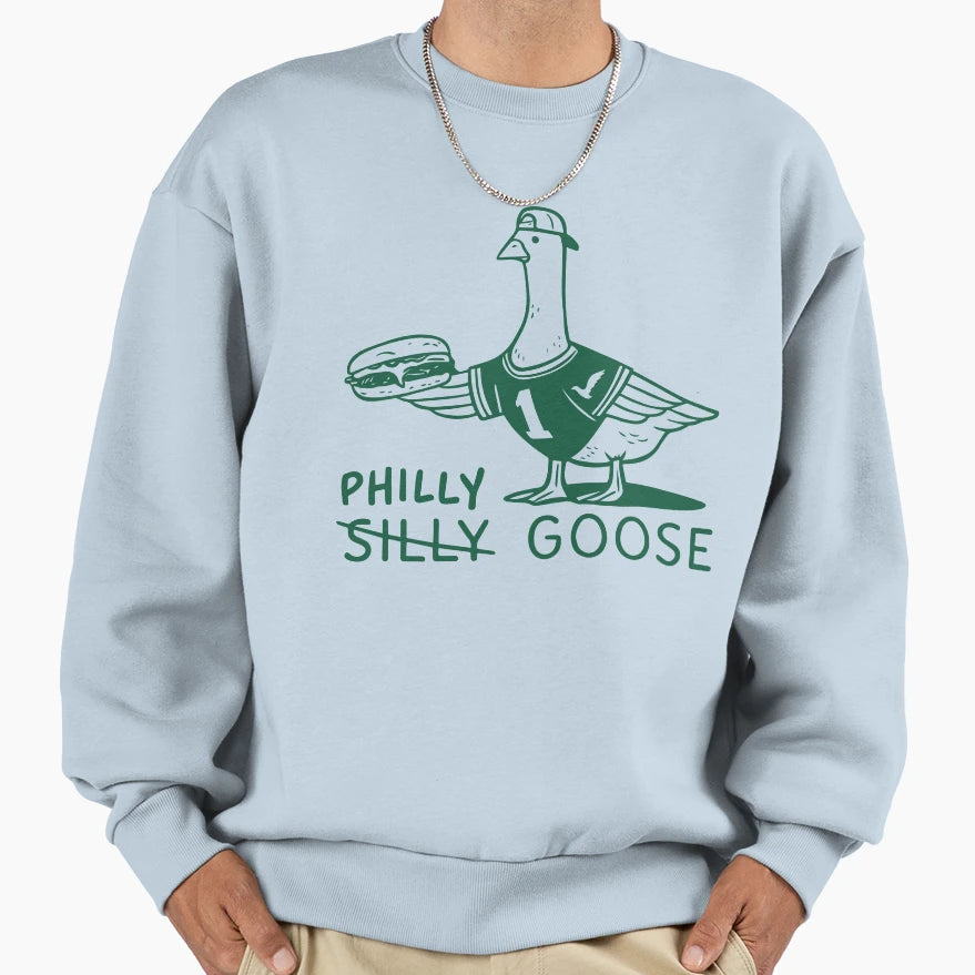 Philly Goose Cheesesteak Silly Sweatshirt - Fun Novelty Design for Adults - T-Shirt, Sweatshirt, Hoodie