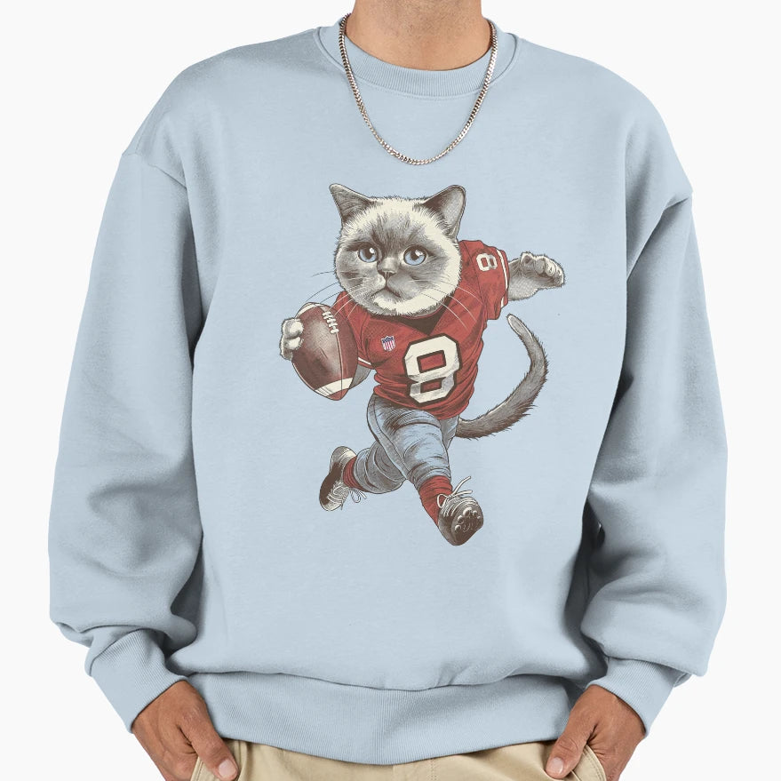 Cat American Football Sweatshirt - Streetwear Style Men Women - T-Shirt, Sweatshirt, Hoodie