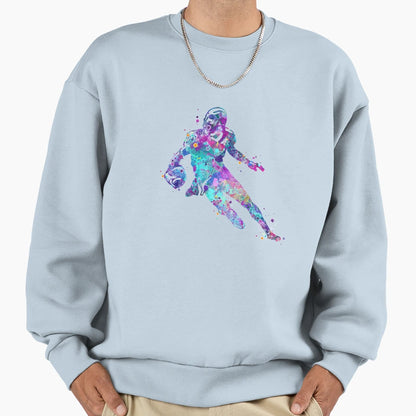 American Football Player Watercolor Sweatshirt - Unique Graphic Men Women - T-Shirt, Sweatshirt, Hoodie