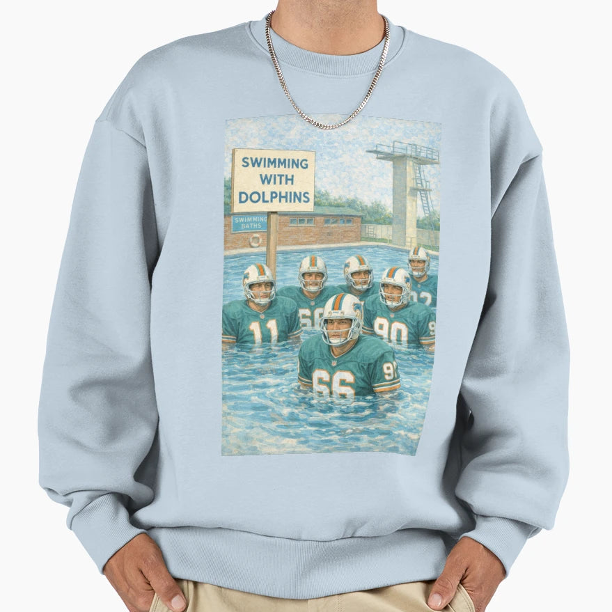 Swimming Dolphins Sweatshirt - Fun Novelty Design for Adults - T-Shirt, Sweatshirt, Hoodie