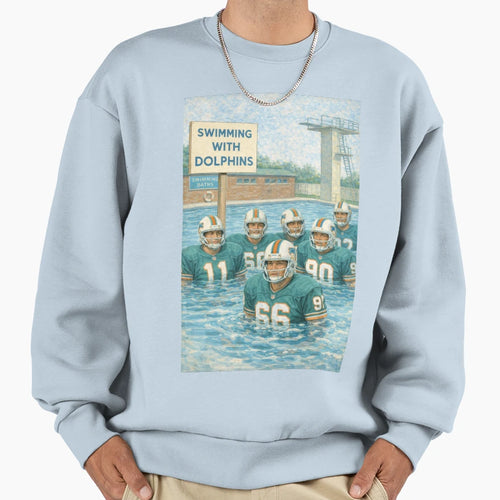 Swimming Dolphins Sweatshirt - Fun Novelty Design for Adults - T-Shirt, Sweatshirt, Hoodie