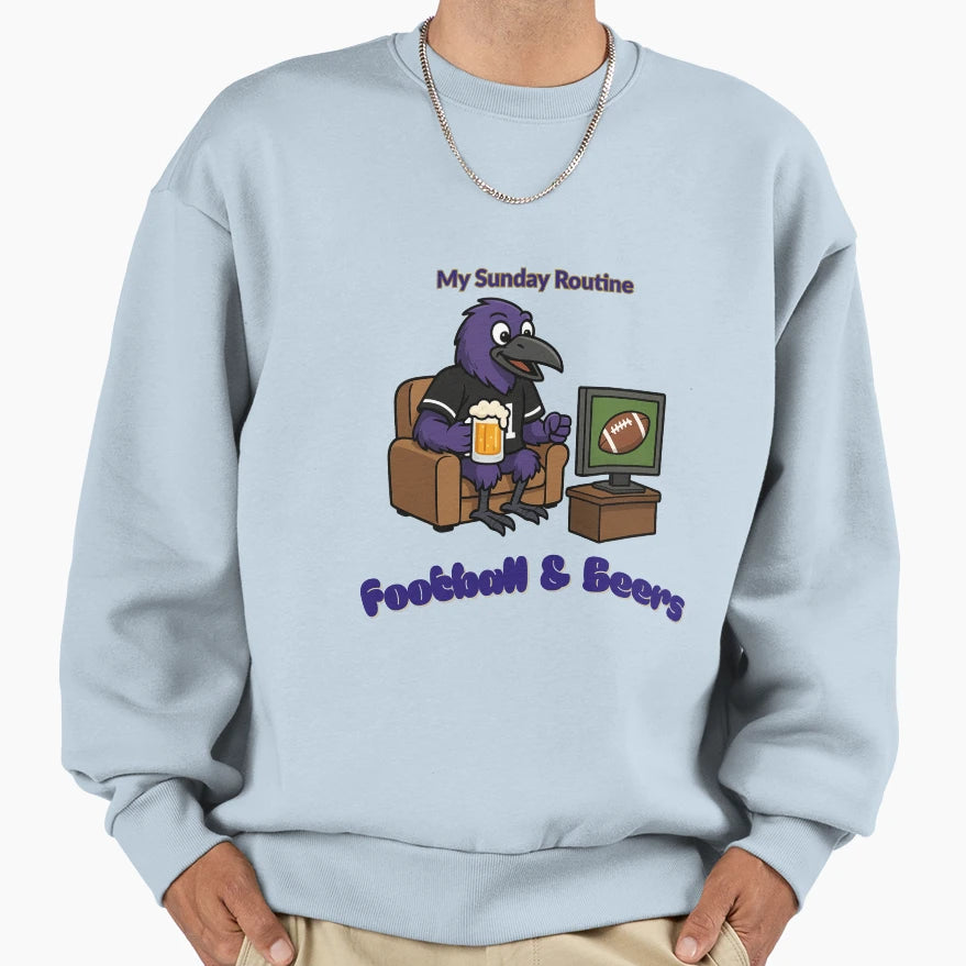 Funny Ravens Cartoon My Sunday Hoodie - Casual Everyday Wear for Adults - T-Shirt, Sweatshirt, Hoodie