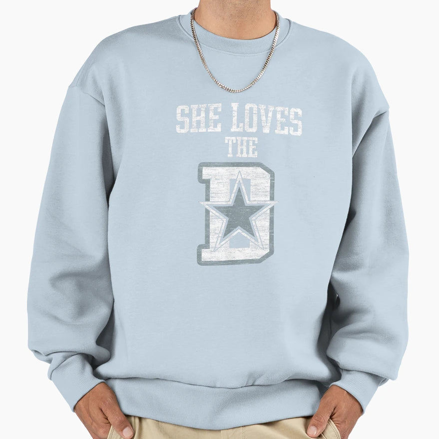 She Loves D Dallas Gift Sweatshirt - Minimalist Print for Adults - T-Shirt, Sweatshirt, Hoodie