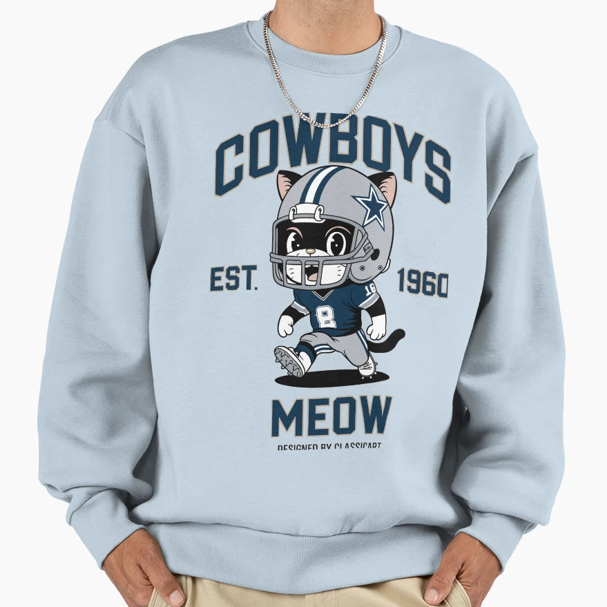 Football Playing Kitten Fun American Sweatshirt - Aesthetic Graphic Unisex - T-Shirt, Sweatshirt, Hoodie