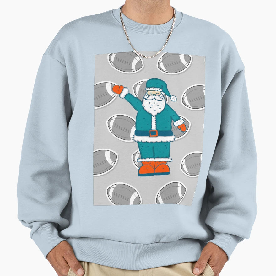 Teal Blue Orange Santa Claus Sweatshirt - Novelty Apparel Men Women - T-Shirt, Sweatshirt, Hoodie