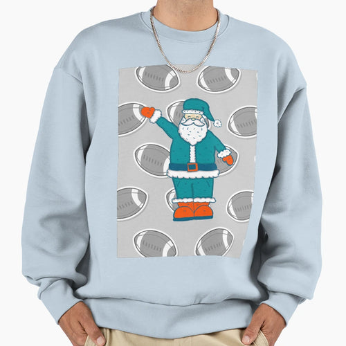 Teal Blue Orange Santa Claus Sweatshirt - Novelty Apparel Men Women - T-Shirt, Sweatshirt, Hoodie