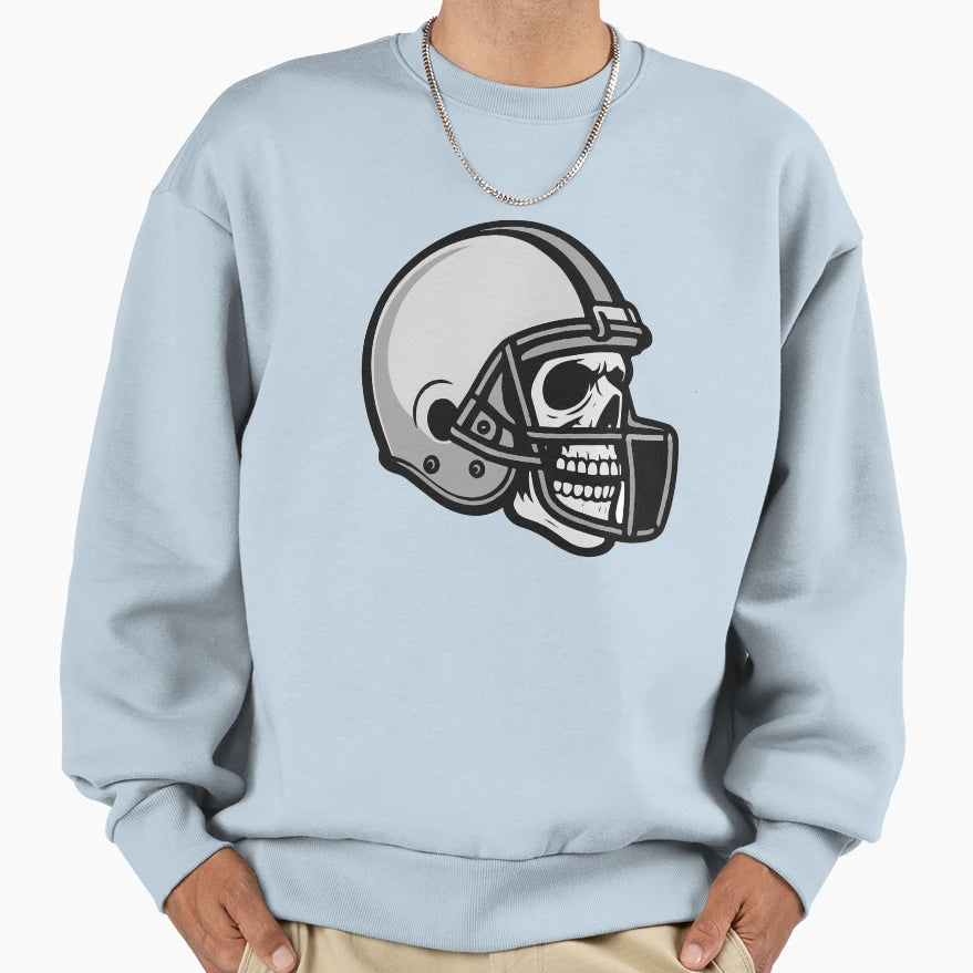 Skull Helmet Football Sweatshirt - Trendy Graphic Unisex - T-Shirt, Sweatshirt, Hoodie