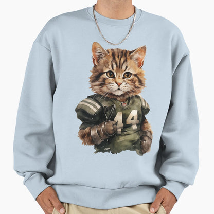 American Football Cat Player Sweatshirt - Casual Everyday Wear for Adults - T-Shirt, Sweatshirt, Hoodie