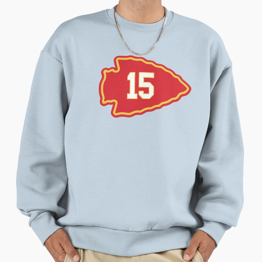 15 Mahomes Red Sweatshirt - Graphic Print for Adults - T-Shirt, Sweatshirt, Hoodie