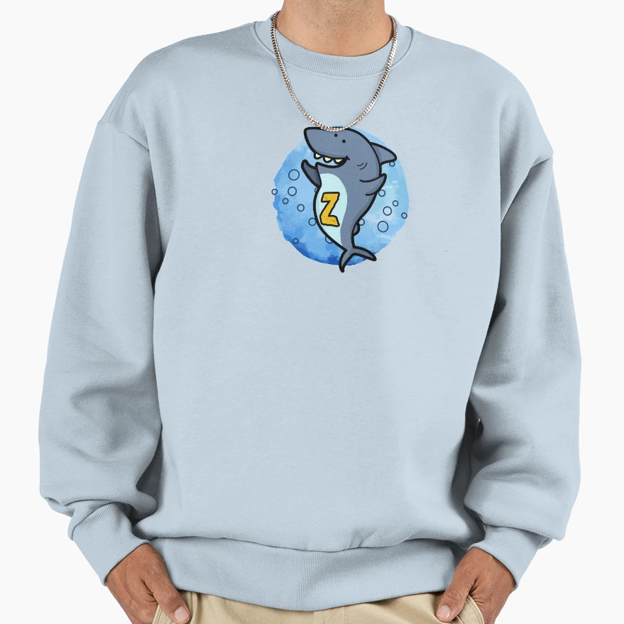 Alphabet Letter Z Happy Shark Sweatshirt - Casual Everyday Wear Men Women - T-Shirt, Sweatshirt, Hoodie