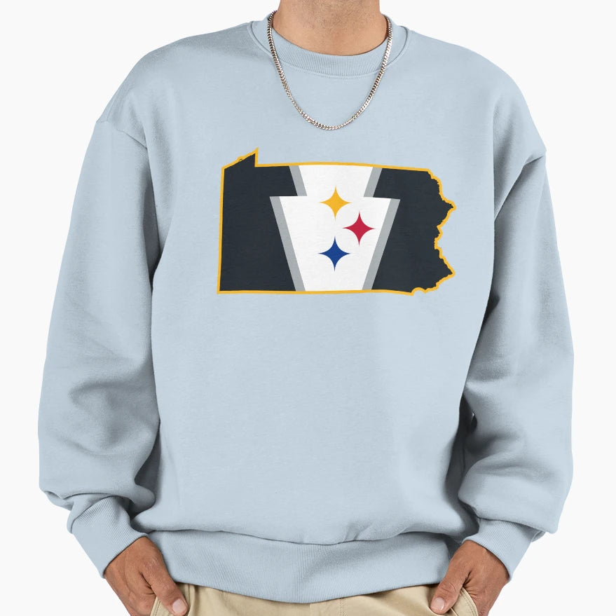 Pittsburgh Football Keystone Flag Map Sweatshirt - Streetwear Style Unisex - T-Shirt, Sweatshirt, Hoodie