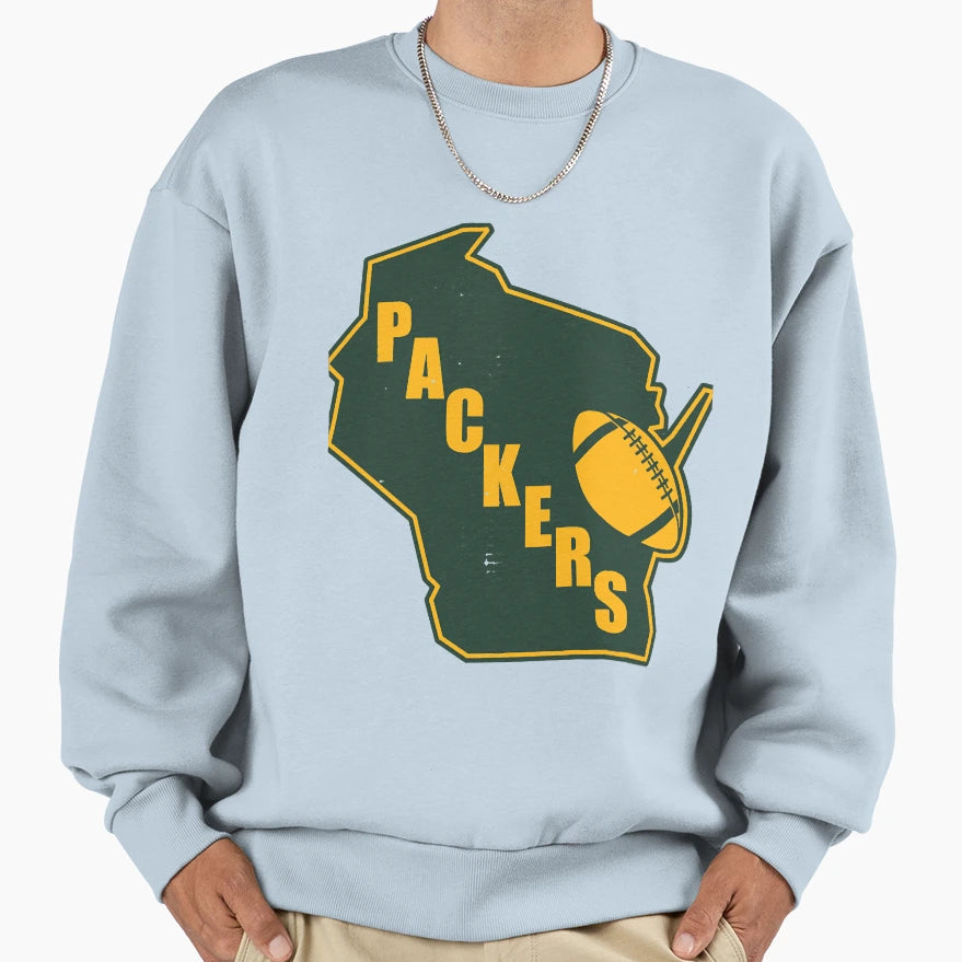 Green Bay Packers State Outline Sweatshirt - Fun Novelty Design for Adults - T-Shirt, Sweatshirt, Hoodie