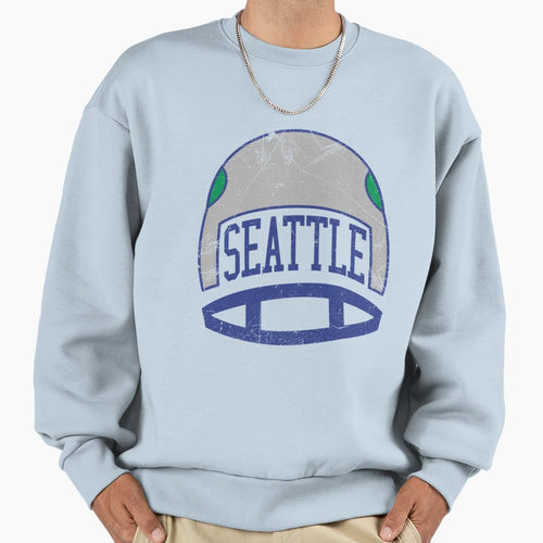 Seattle Helmet White Sweatshirt - Trendy Graphic Unisex - T-Shirt, Sweatshirt, Hoodie