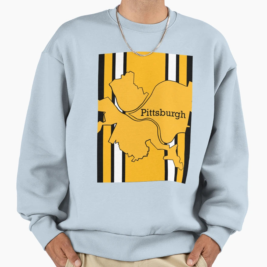 Pittsburgh City Map Team Colors Shirts S T-Shirt - Novelty Apparel Unisex - T-Shirt, Sweatshirt, Hoodie