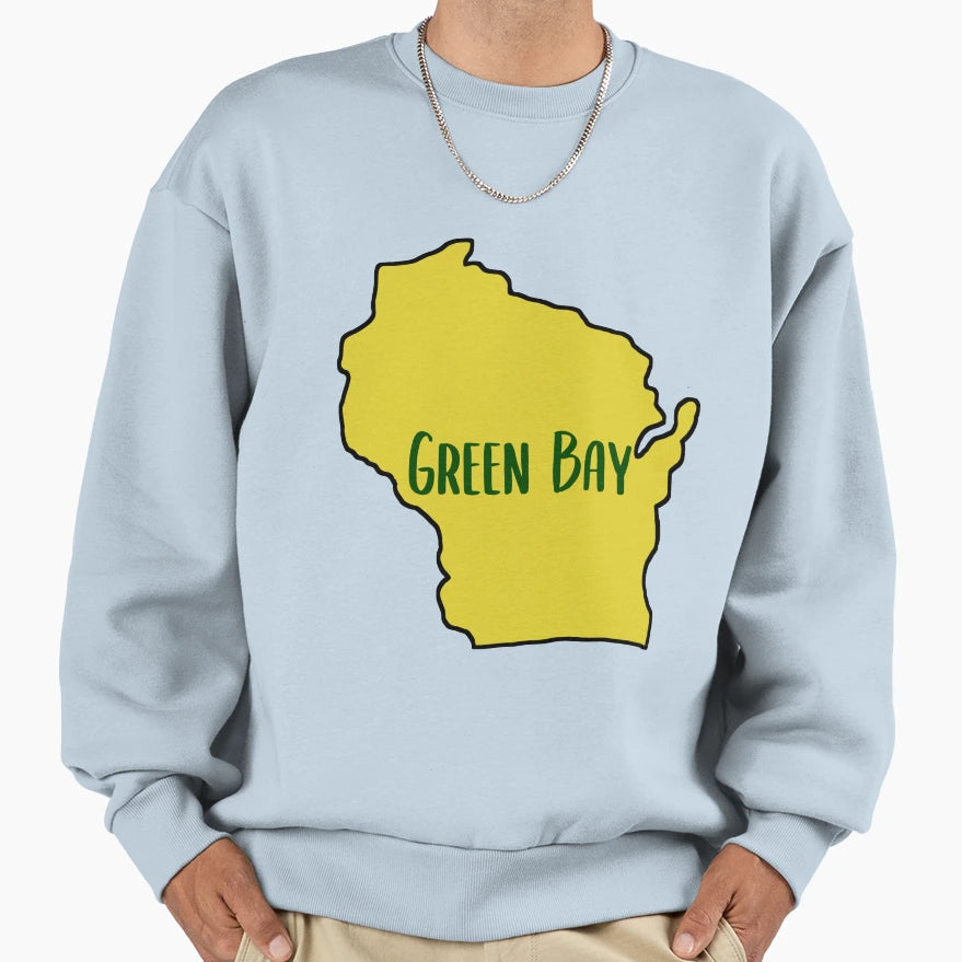 Green Bay Wisconsin Green And Gold Sweatshirt - Custom Art Print Men Women - T-Shirt, Sweatshirt, Hoodie