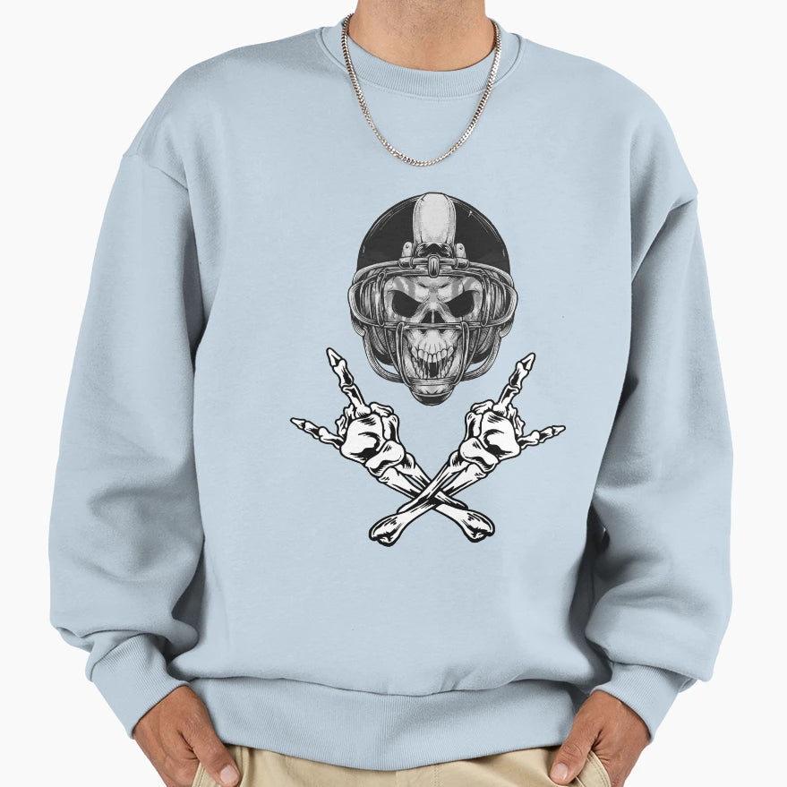Football Helmet Skeleton Skull Sweatshirt - Fun Novelty Design for Adults - T-Shirt, Sweatshirt, Hoodie