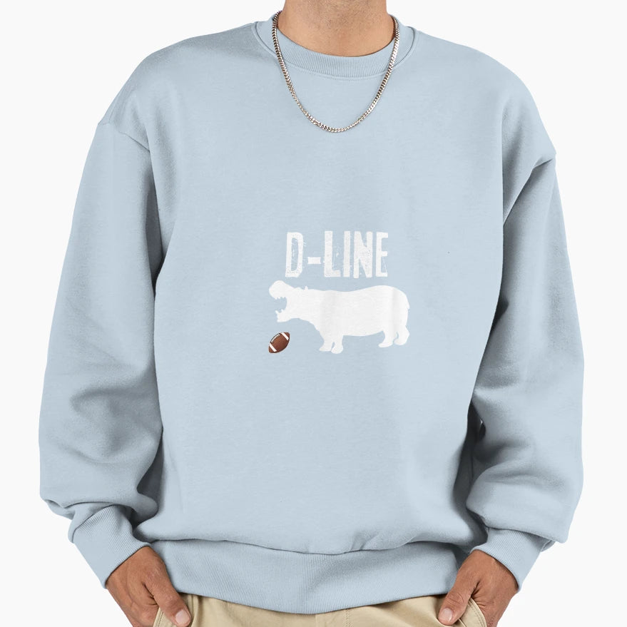 Hippo D Line Defensive Line Tackle End Sweatshirt - Trendy Graphic Unisex - T-Shirt, Sweatshirt, Hoodie