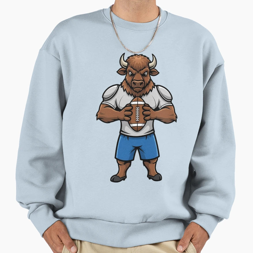 Bison Football Mascot Rugby Sports Sweatshirt - Streetwear Style for Adults - T-Shirt, Sweatshirt, Hoodie