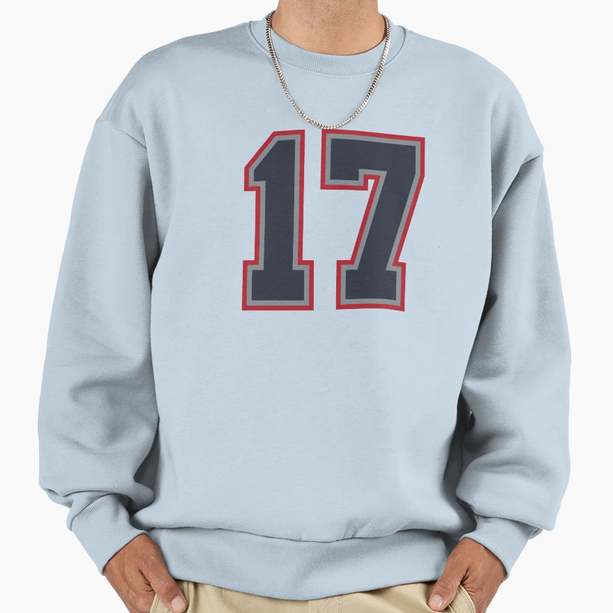 17 Navy Grey Red Sports Number Sweatshirt - Graphic Print Men Women - T-Shirt, Sweatshirt, Hoodie