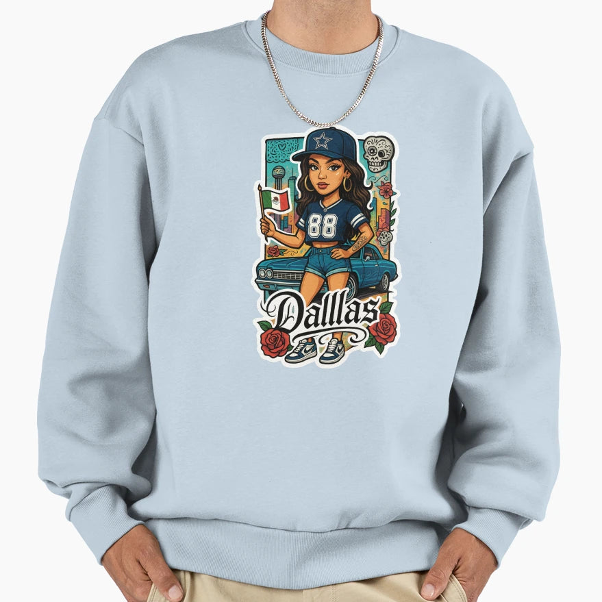 Dallas Cowboys Fan Chicano Sweatshirt - Custom Art Print for Adults - T-Shirt, Sweatshirt, Hoodie