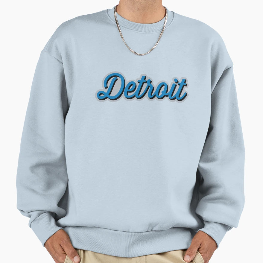 Detroit Football Cursive Honolulu Sweatshirt - Trendy Graphic Men Women - T-Shirt, Sweatshirt, Hoodie