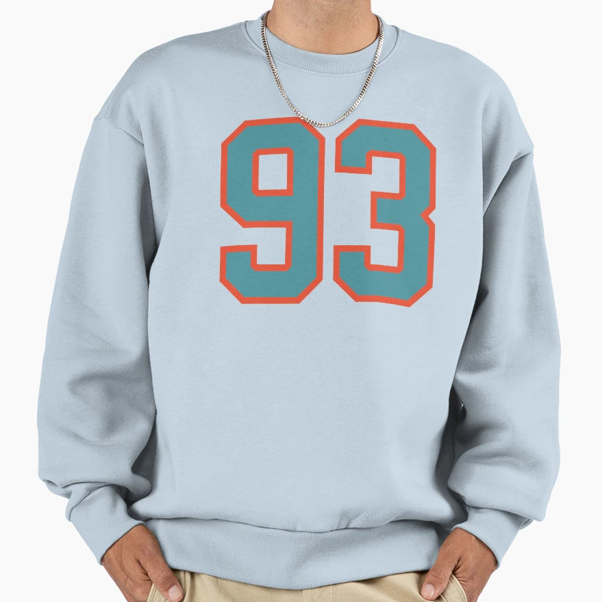93 Number Aqua Orange Lucky Sports Sweatshirt - Graphic Print Unisex - T-Shirt, Sweatshirt, Hoodie