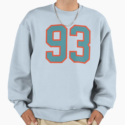93 Number Aqua Orange Lucky Sports Sweatshirt - Graphic Print Unisex - T-Shirt, Sweatshirt, Hoodie