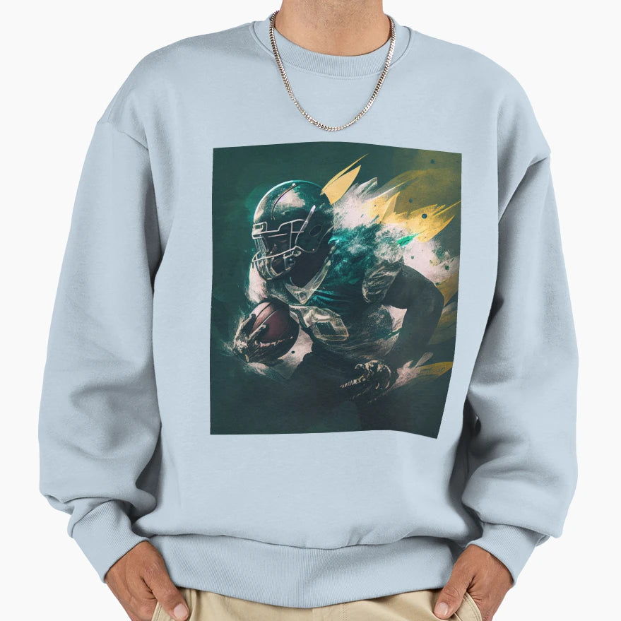 Dynamic American Football Player Sweatshirt - Unique Graphic Unisex - T-Shirt, Sweatshirt, Hoodie