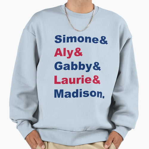 Usa Gymnastics Team Names Sweatshirt - Fun Novelty Design for Adults - T-Shirt, Sweatshirt, Hoodie