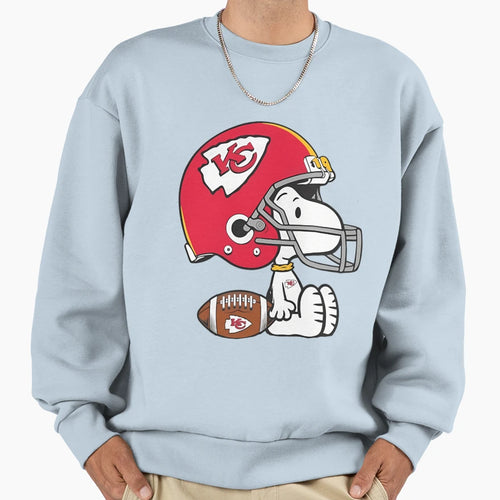 Snoopy Kansas City Football Helmet Sweatshirt - Minimalist Print for Adults - T-Shirt, Sweatshirt, Hoodie