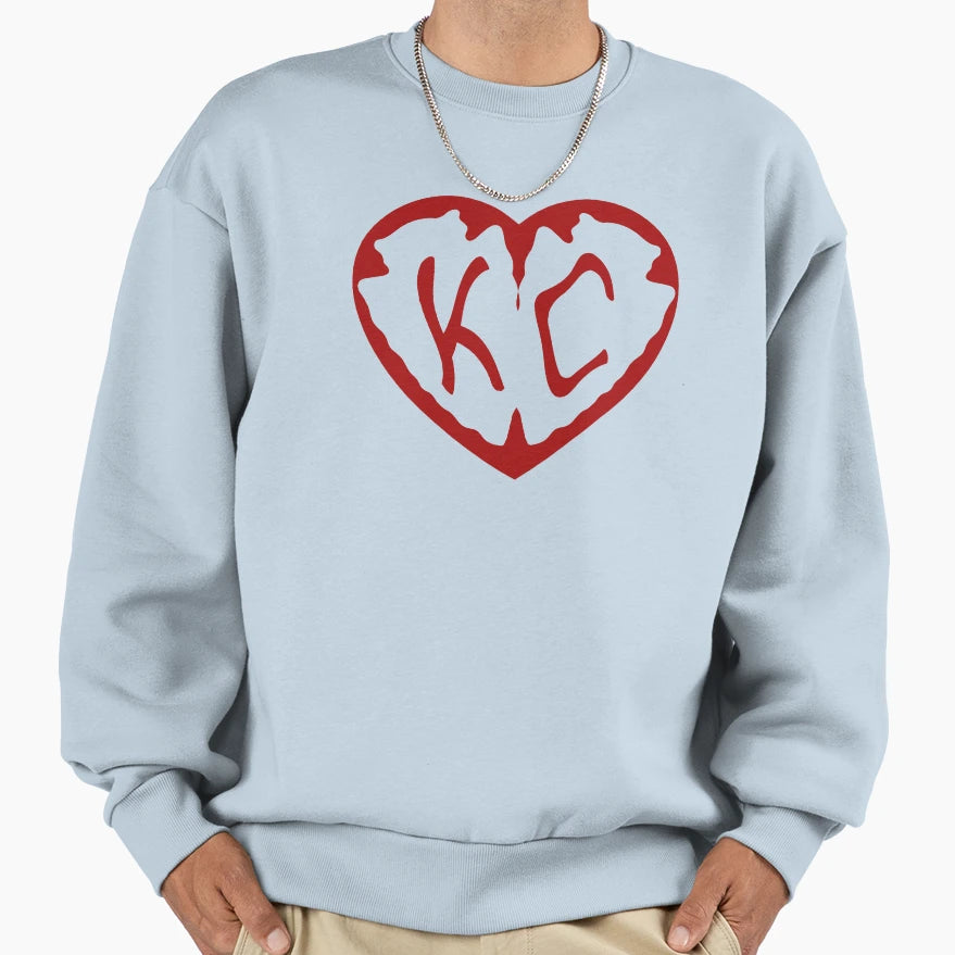 Kc Heart Football Red Sweatshirt - Custom Art Print for Adults - T-Shirt, Sweatshirt, Hoodie