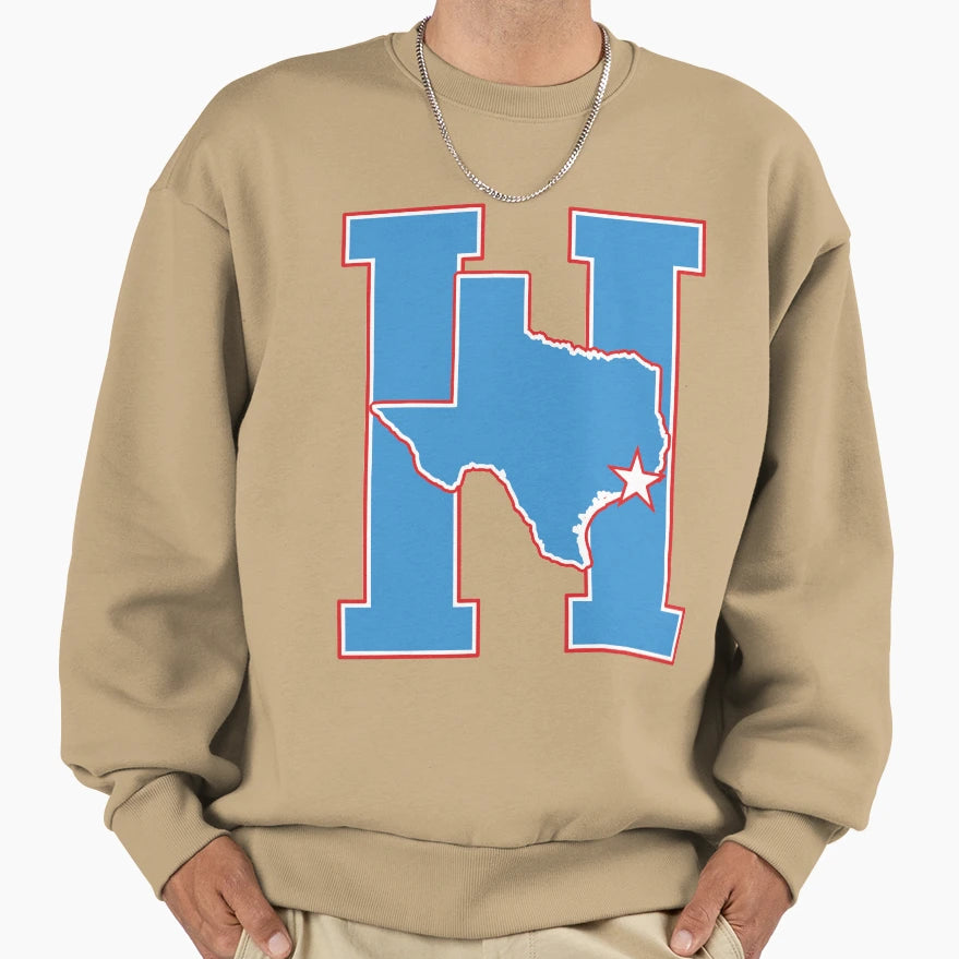 Houston Texas H Town Throwback Sweatshirt - Unique Graphic Men Women - T-Shirt, Sweatshirt, Hoodie