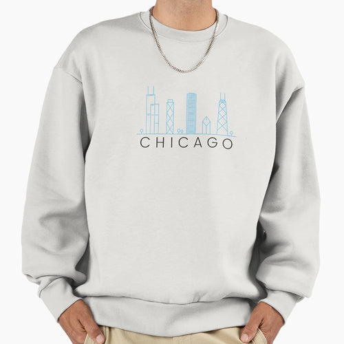 Chicago Skyline Minimalist And Sweatshirt - Aesthetic Graphic for Adults - T-Shirt, Sweatshirt, Hoodie