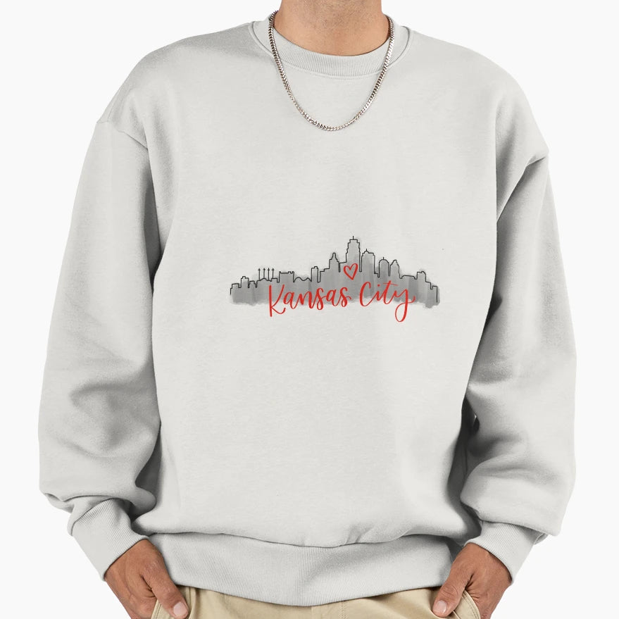 Kansas City Skyline Red Sweatshirt - Fun Novelty Design Unisex - T-Shirt, Sweatshirt, Hoodie