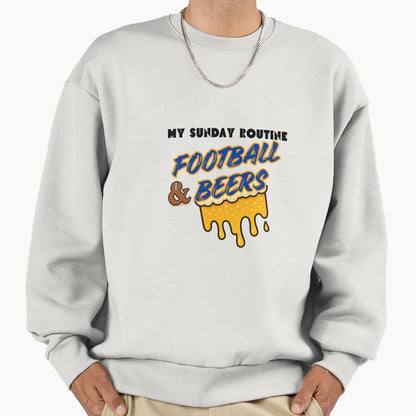 Football Beers Funny Sunday Routine T-Shirt - Minimalist Print Men Women - T-Shirt, Sweatshirt, Hoodie