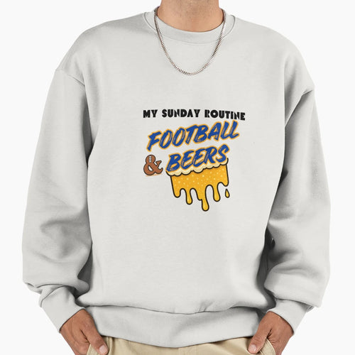 Football Beers Funny Sunday Routine T-Shirt - Minimalist Print Men Women - T-Shirt, Sweatshirt, Hoodie