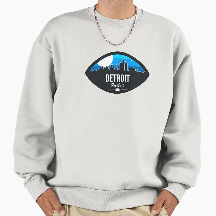 Detroit Football Skyline Badge Sweatshirt - Aesthetic Graphic Men Women - T-Shirt, Sweatshirt, Hoodie