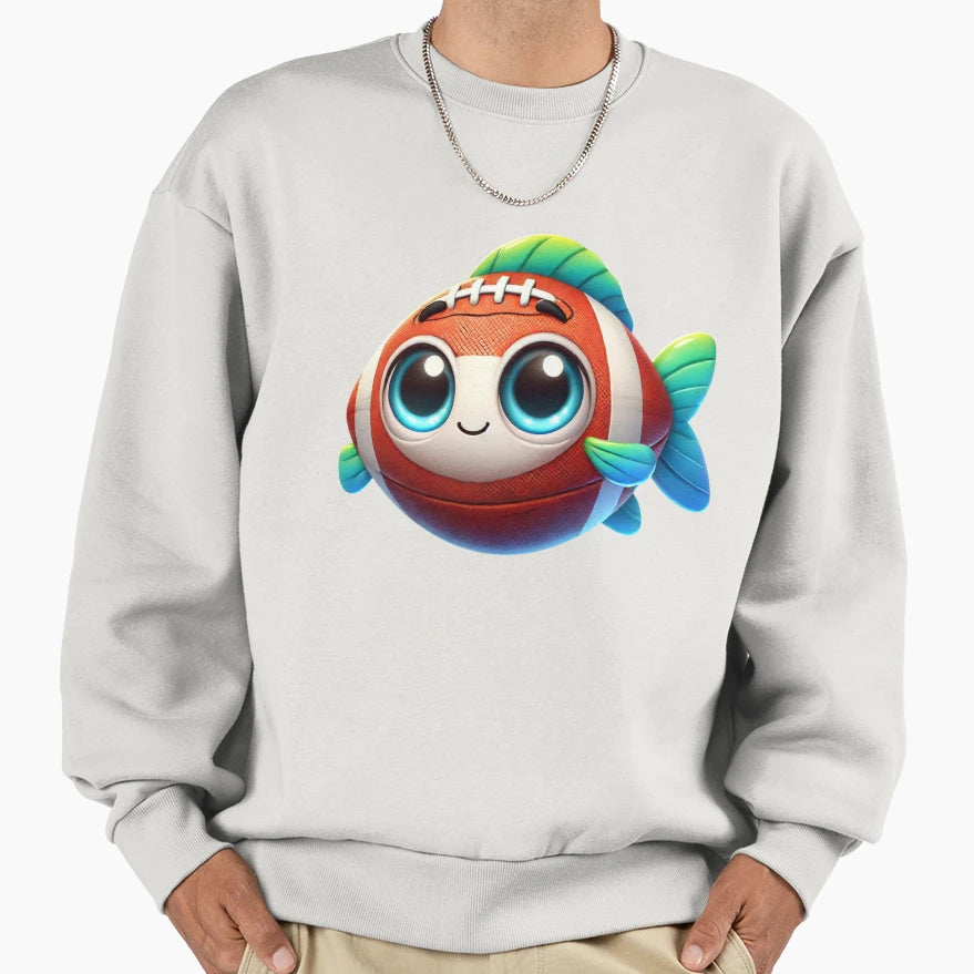Adorable Football Fish Sweatshirt - Graphic Print Men Women - T-Shirt, Sweatshirt, Hoodie