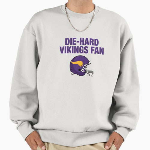 Die Hard Football Fan Purple Gold Sweatshirt - Trendy Graphic for Adults - T-Shirt, Sweatshirt, Hoodie