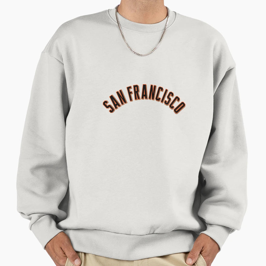 San Francisco Orange Script Baseball Text Sweatshirt - Graphic Print Unisex - T-Shirt, Sweatshirt, Hoodie
