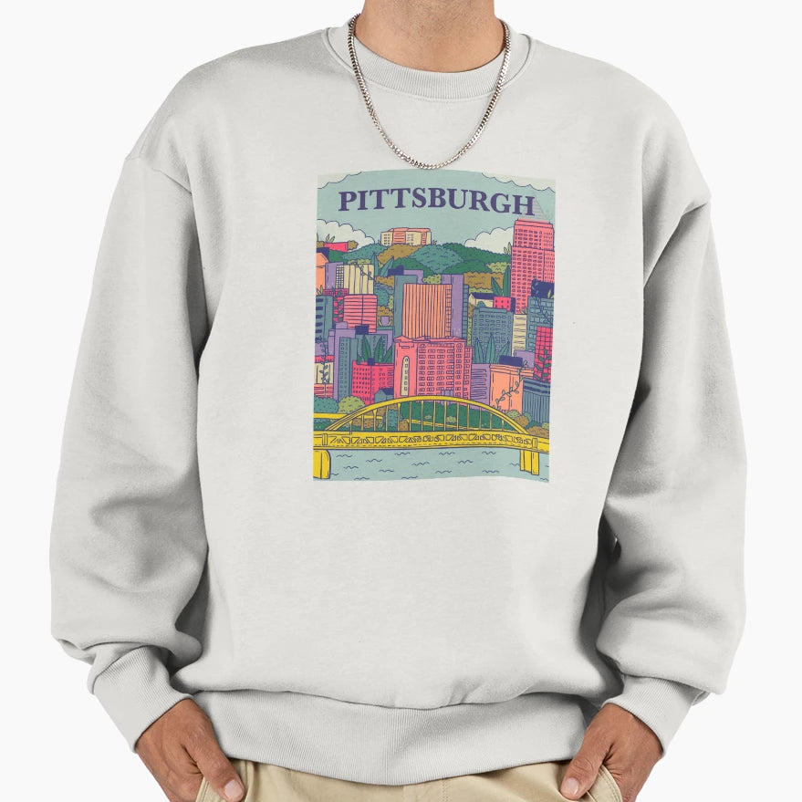 Pittsburgh Illustration City Sweatshirt - Streetwear Style Unisex - T-Shirt, Sweatshirt, Hoodie